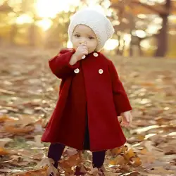 Осенне-зимняя детская верхняя одежда для девочек; плащ; куртка на пуговицах; теплое пальто; однотонная одежда