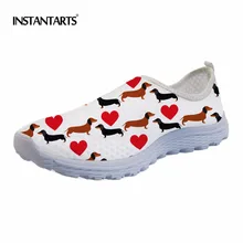 INSTANTARTS/Женская обувь на плоской подошве с изображением животного собаки; женская повседневная обувь; летняя сетчатая обувь без застежки; tenis feminino; Одежда для собак; кроссовки