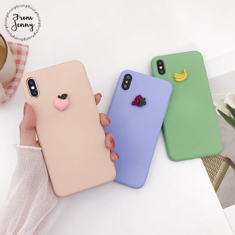 

From Jenny Simple three-dimensional fruit for iPhone x xr xs max 6 6s 7 8 Plus solid color TPU phone case