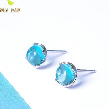 

Flyleaf 100% 925 Sterling Silver Blue Waterdrop Foam Stud Earrings For Women Simple Lady Fashion Jewelry Accessories