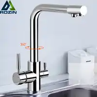 Chrome Brass Purified Water Outlet Kitchen Mixer Tap Kitchen Faucet Pure Water Filter Deck Mounted Dual Handles Hot Cold Taps