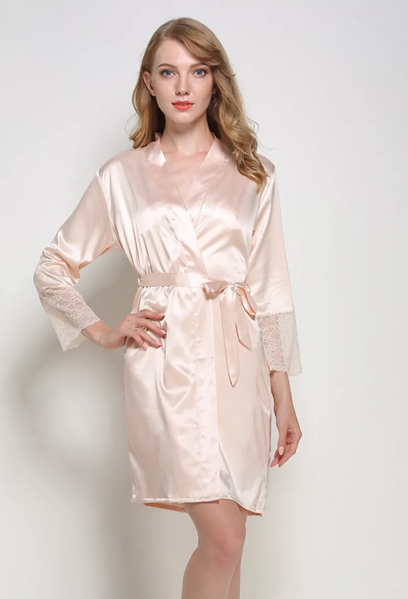 Womens Robes Satin Silk Bathrobes Kimono Robe Wending Bridesmaid