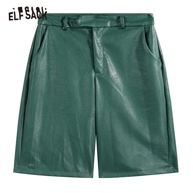 ELFSACK винтажные женские шорты в английском стиле, прямые повседневные шорты со средней талией, осень, Модные Зеленые женские шорты