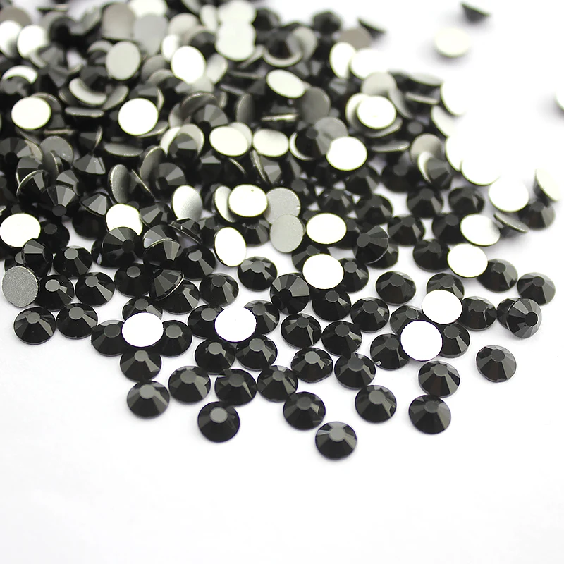 SS4-SS40 Jet/Black Crystal Glass Rhinestone for Nail Art Flatback Non Hotfix Glue on Rhinestones Strass Sewing & Fabric Garment images - 6