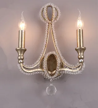 

Italy large Vintage silver wall lamp Led Arandela Hotel fixtures Retro Home decoration crystal wall sconce bedroom Bedside Light