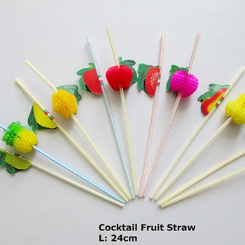 

3D Fruit Cocktail Drinking Straw 50 Assorted Party BBQ Hawaiian Theme Decoration #03
