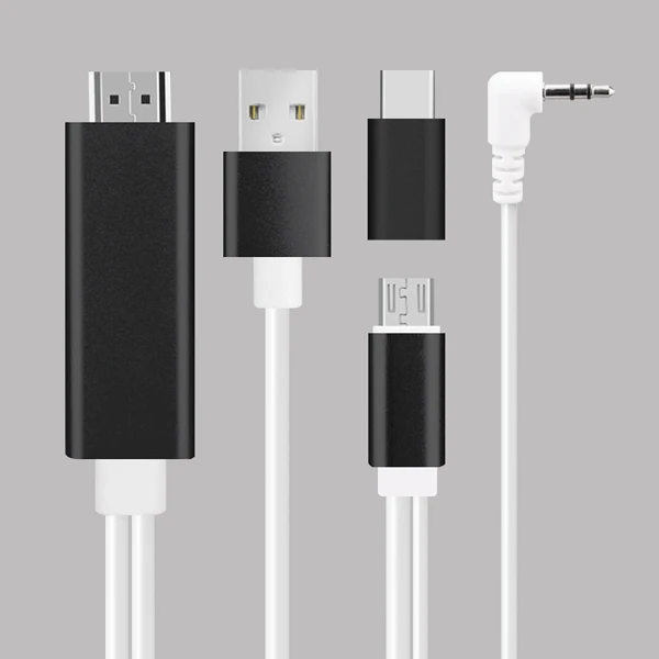 2 в 1 кабель-Переходник USB C на HDMI кабель для микро-флеш-накопителя USB HDMI Cabo для samsung Xiaomi мобильных телефонов для MHL кабель HD 1080P USB конвертер мультимедийного интерфейса высокой четкости - Цвет: Black