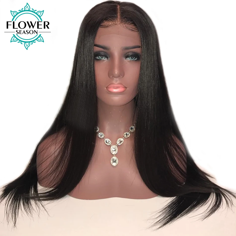 

Oulaer 13*6 Natural Hairline Silky Straight Lace Front Human Hair Wigs With Baby Hair Bleached Knot Peruvian Non-Remy Hair