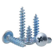 30Pcs M4 M5 Cross Recessed Large Flat Head Self tapping Screws Hardened Blue Zinc Wood Screws