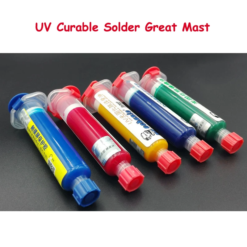 

6pcs/lot UV Solder Resist BGA PCB UV Curable Solder Great Mast Solder Mask Solder Resist 10CC Red/blue/green/Yellow/Black/white