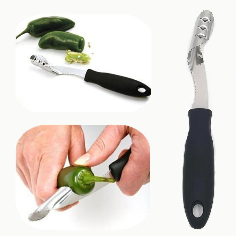 NewStainlessSteelPepperCoreRemoverChiliPearFruitsVegetables