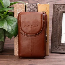 Натуральная кожа Хип бум поясная сумка Сумка повседневная 5,7 дюймов 6 дюймов мобильный телефон кошелек мужской воловьей талии крюковый набор