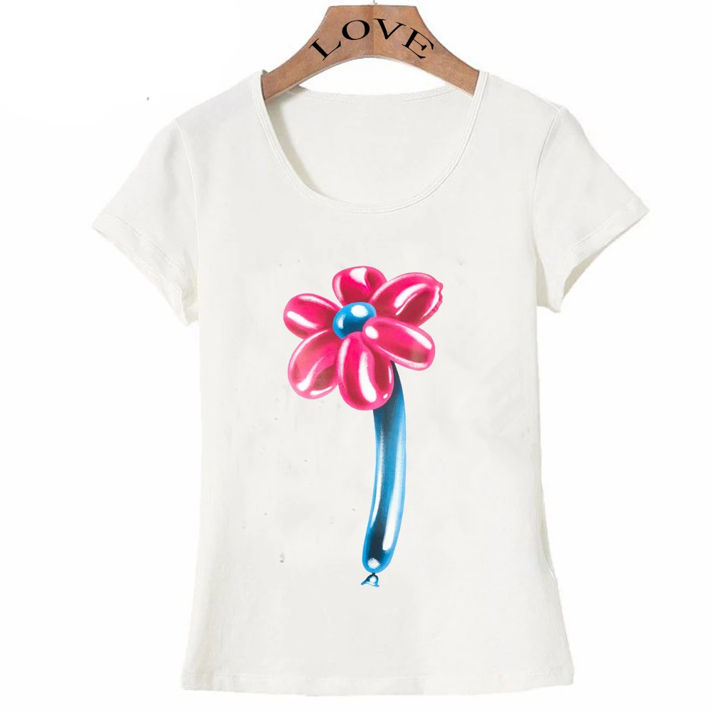 

2019 New Summer Fashion Women Short Sleeve Beautiful Balloon Rose Print T-Shirt Novelty Cute Girl Casual Tops Hipster Lady Tees