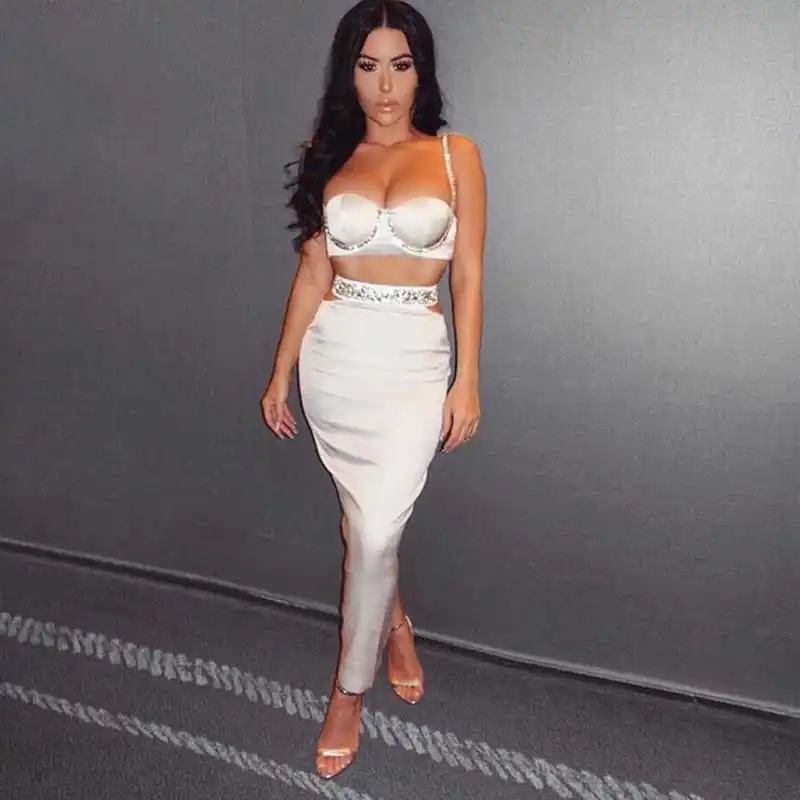 white bandage two piece