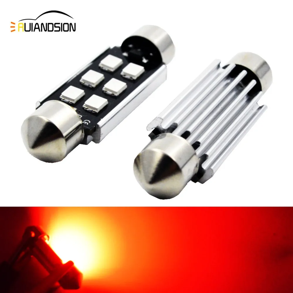 

2pcs 36mm 39mm 41mm No-polar Canbus 6 3030LED 6418 C5W License Plate or Interior Dome Replace Halogen Lights Bulbs Red 12V 24V