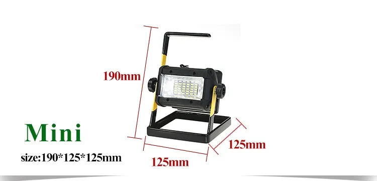 Rechargeable Floodlights 36 LED Flood Light Lamp for Outdoor Camping Work Light with AC Charger and 4*18650 Batteries