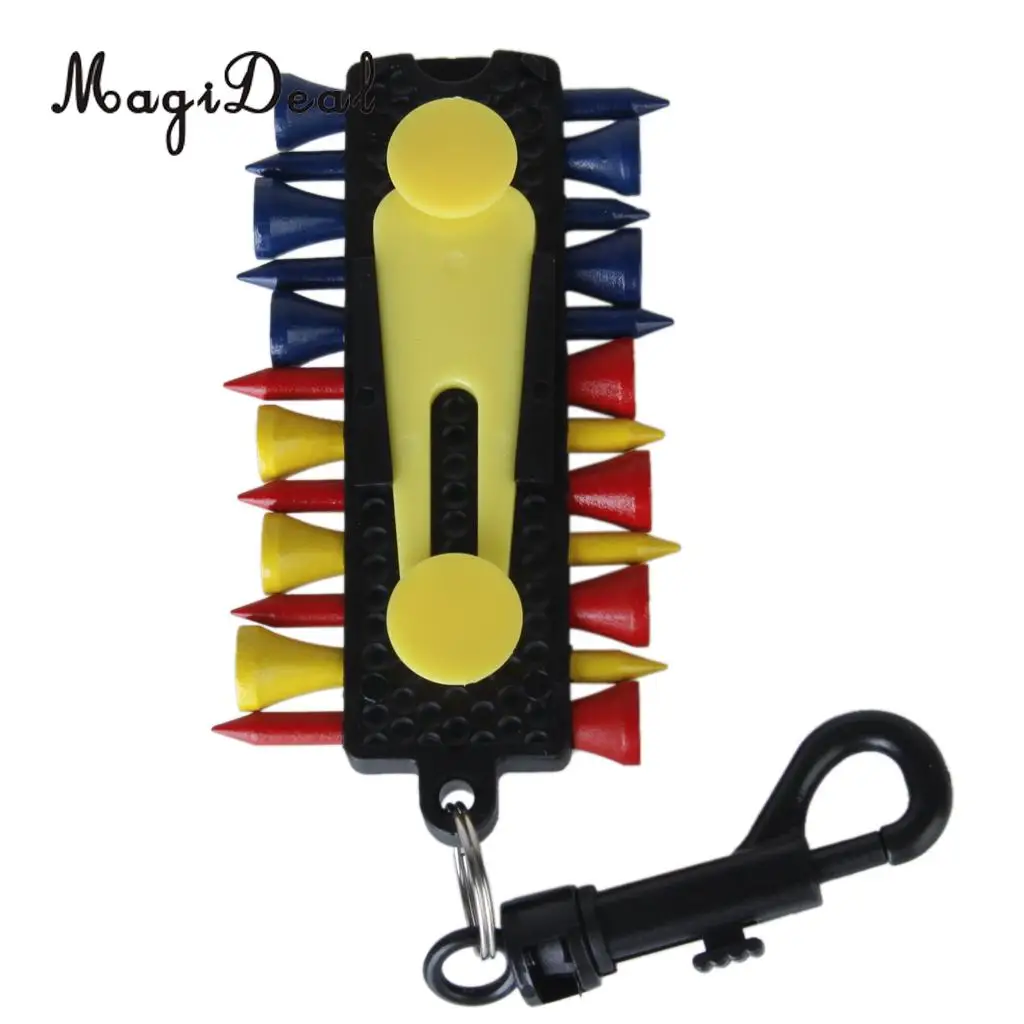MagiDeal Newest Outdoor Plastic Golf Tee Caddy Keeper Key Chain 12 Tees