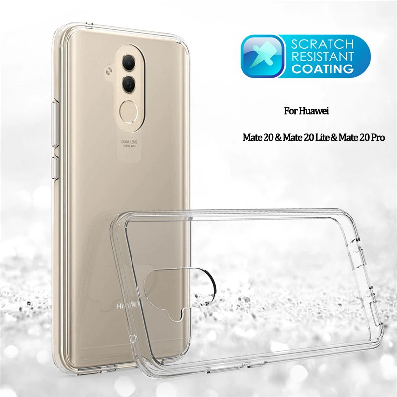 

Slim Transparent Clear Hard Plastic Acrylic Back Cover Soft Bumper Anti Shock Phone Case For Huawei Mate 20 Lite Mate 20 Pro