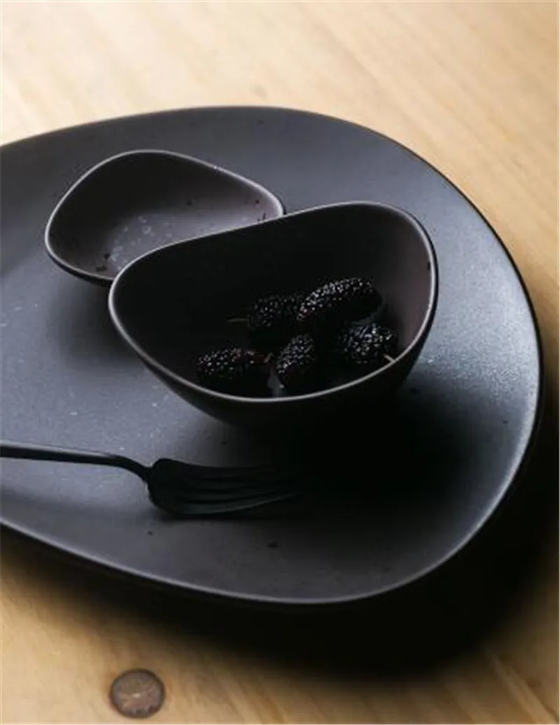 KINGLANG, черная тарелка, тарелка для дома, неправильная Фруктовая тарелка, журнальный столик для гостиной, набор тарелок, простая современная тарелка