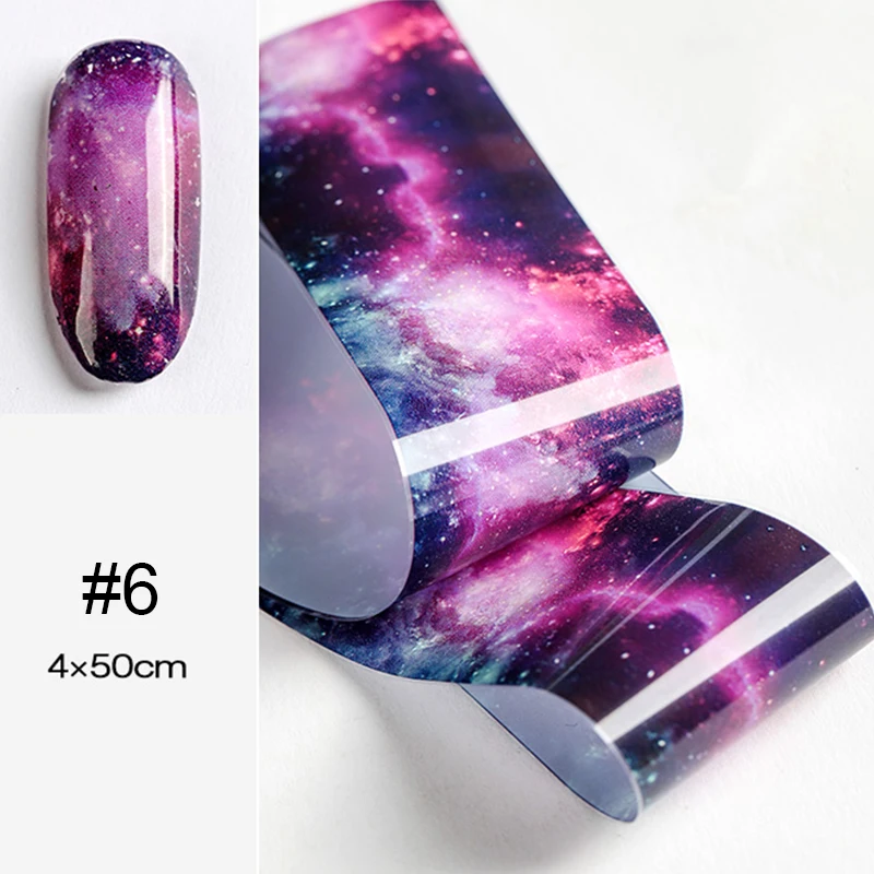 Nail Foils Psychedelic Sky Series Mixed Colors Shiny Transfer Stickers Paper DIY Nail Art Decorations Tools for UV Gel