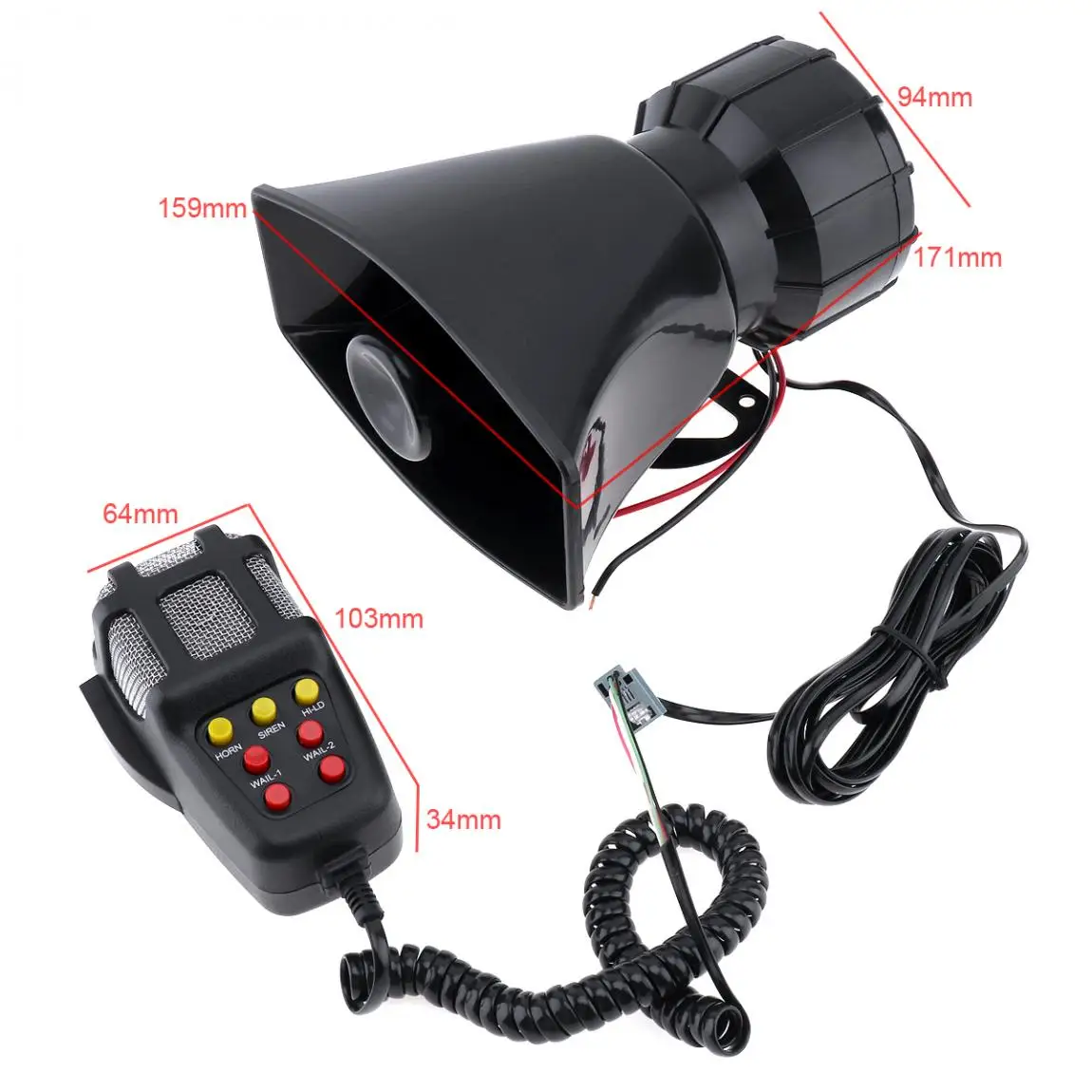  100W 7 Sound Car Electronic Warning Siren Motorcycle Alarm Firemen Ambulance Loudspeaker with MIC M