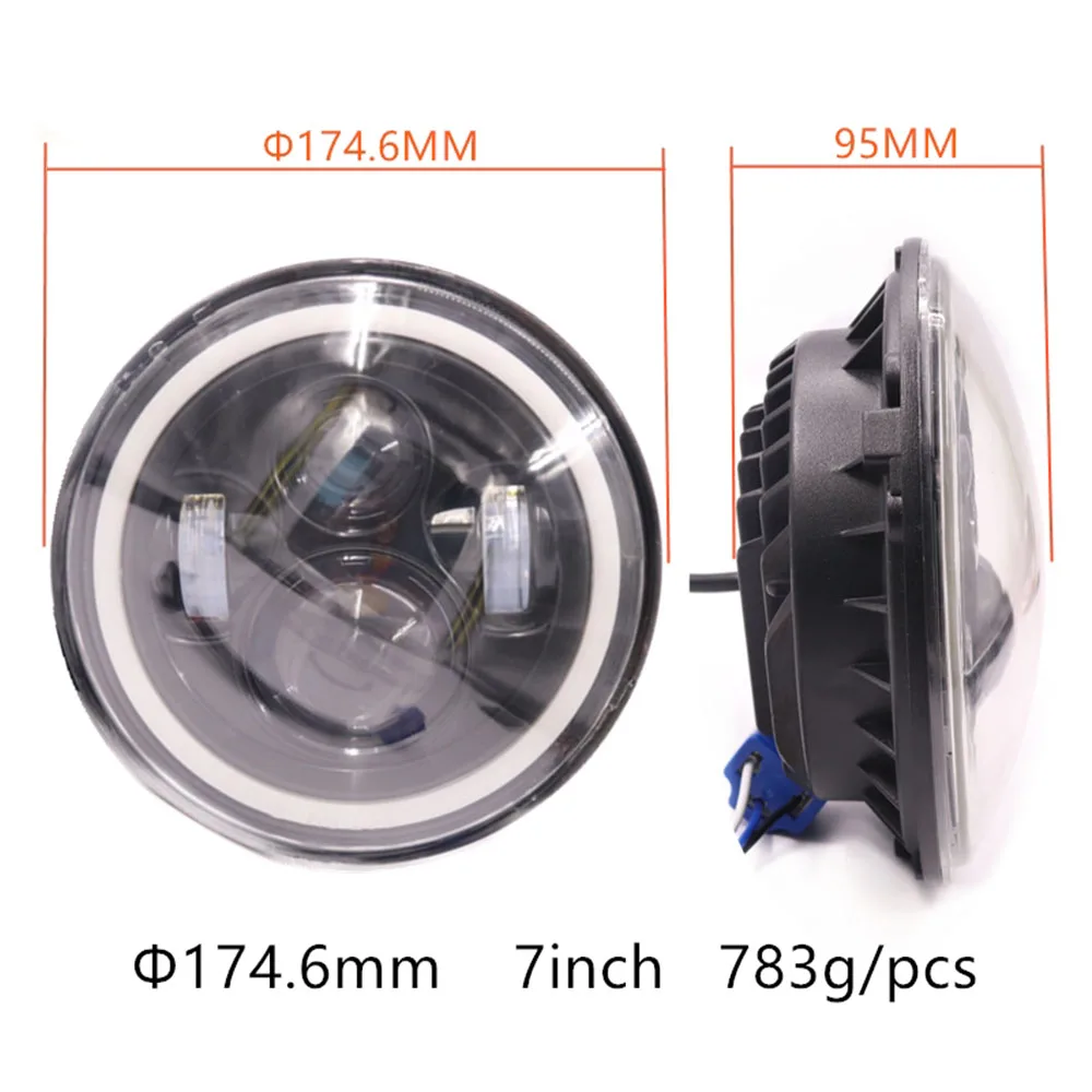 7 Inch Motorcycle LED Headlight Motorbike Car Headlamp 6500K H4 H13 45W With Angle Eyes High Low Be - 32899761515