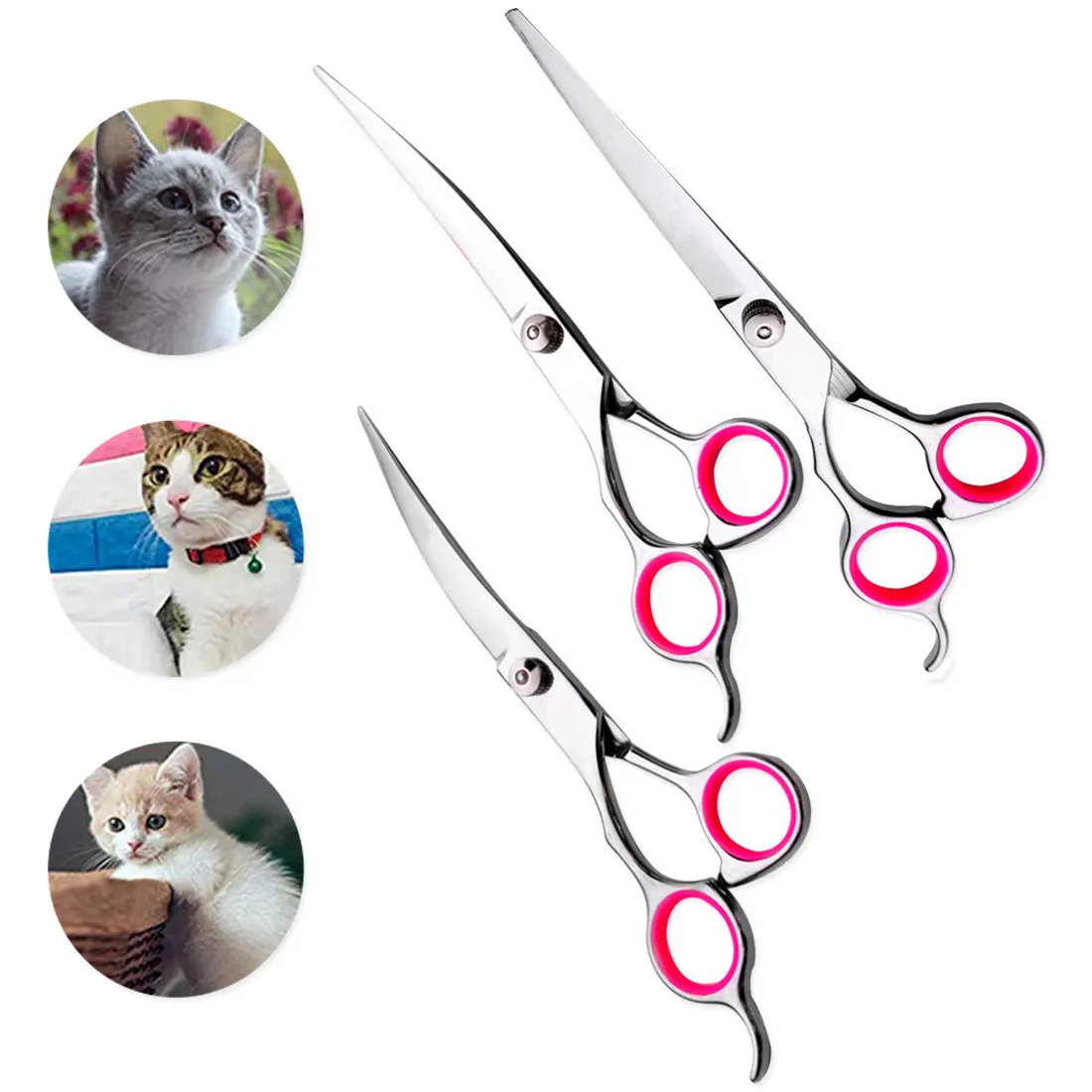 

Stainless Steel Pet Dogs Scissors Up Down Curved Shears Sharp Edge Animals Cat Hair Cutting Barber Cutting Tools Kit