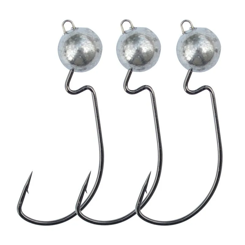 

Weighted Worm Fishing Hooks 3pcs/lot High Carbon Steel Offset Shank Wide Gap Jig Worm Jigging Crank Lead Head Fishing Hook