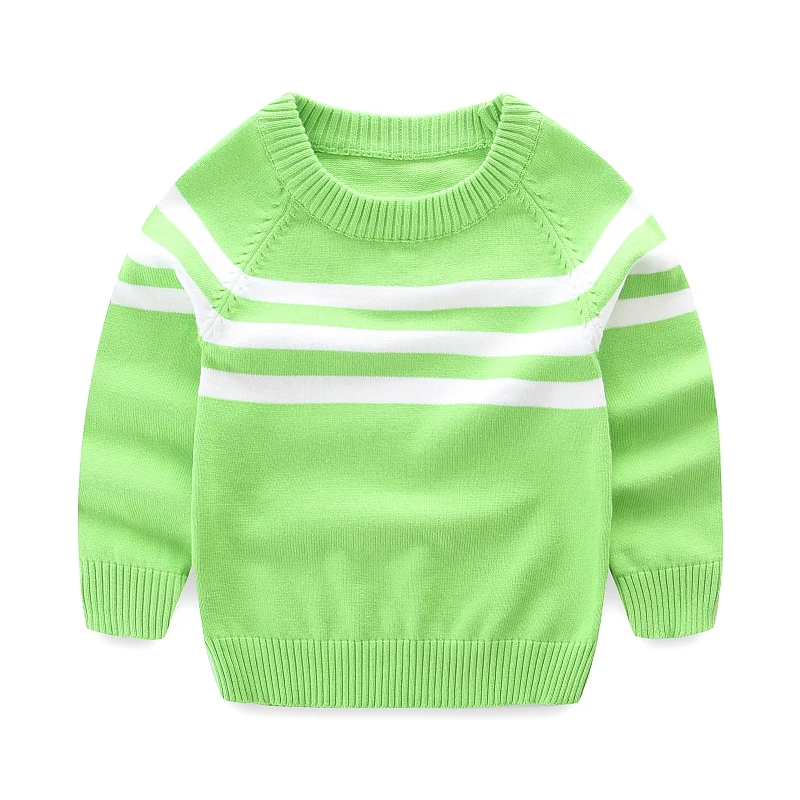 Свитер в полоску для мальчиков, тонкая Хлопковая весенняя коллекция года, детская одежда, Детский свитер для мальчиков, пуловер, свитера, детская повседневная одежда для маленьких мальчиков - Цвет: Green