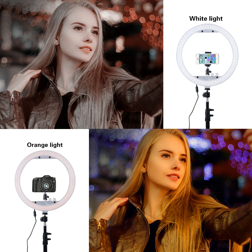  Mcoplus LED Ring Light Photographic Lighting Dimmable Camera Lamp With Holder Tripod Stand For Smar