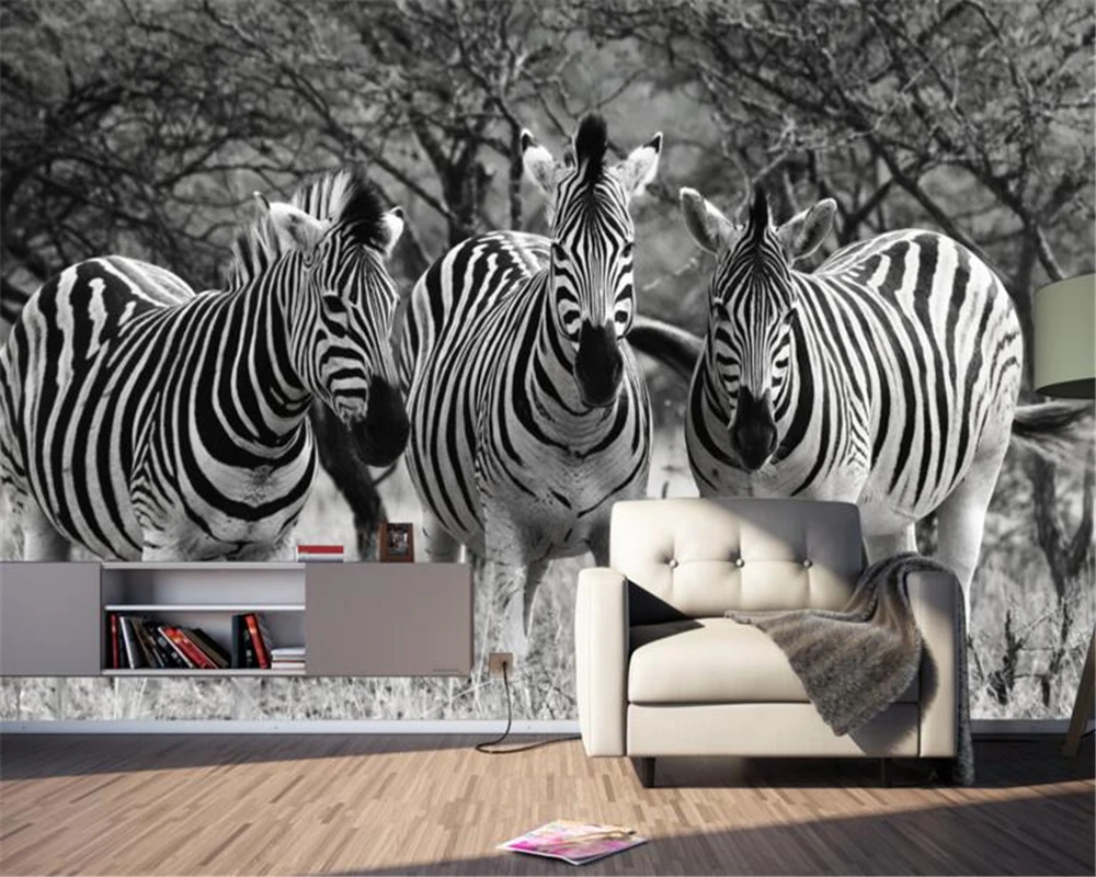 Beibehangカスタム3d壁紙黒と白のゼブラ動物フレスコ画の壁紙ソファ テレビの背景の壁紙3 D Tv Background Wallpaper Background Wallpaper3d Wallpaper Aliexpress