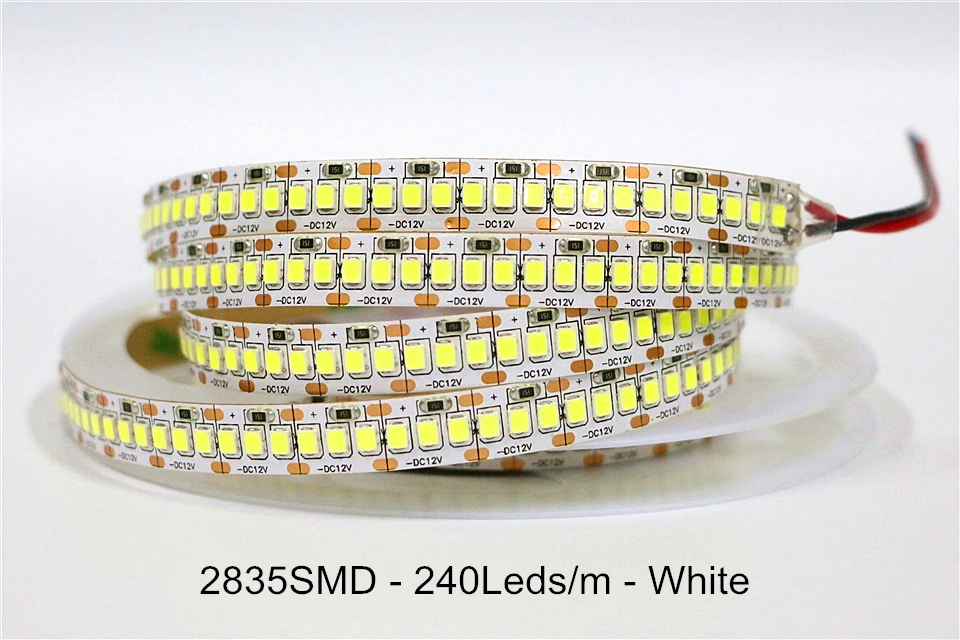 Гибкий Светодиодные ленты светильник 5 м 2835 SMD DC 12V 60/120/180/240 светодиодный s/M светодиодный ленточный светильник ярче, чем SMD 3528 Светодиодный лента шнура светильник