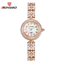 LONGBO Mujeres Calientes de Oro Rosa Relojes de la Pulsera Digital relojes Con Cristales de Cuarzo Elegante Mujer Vestido de Relojes de Pulsera A Prueba de agua