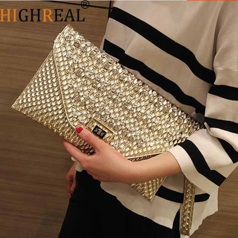 

HIGHREAL Women Evening Clutch Bag Women Diamond Rhinestone Clutch Crystal Day Clutch Wedding Purse Party Banquet Drop Shipping