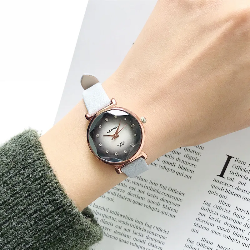 

Women Watches Fashion Leather Quartz Small Wrist Watch Diamond Luxury Creative Polygon Dial Clock Casual Dress Ladies Wristwatch