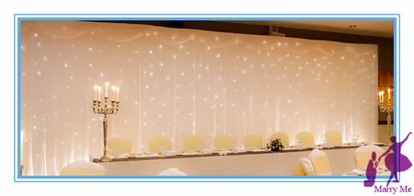 3x6m white silk wedding drape backdrop for wedding decoration in