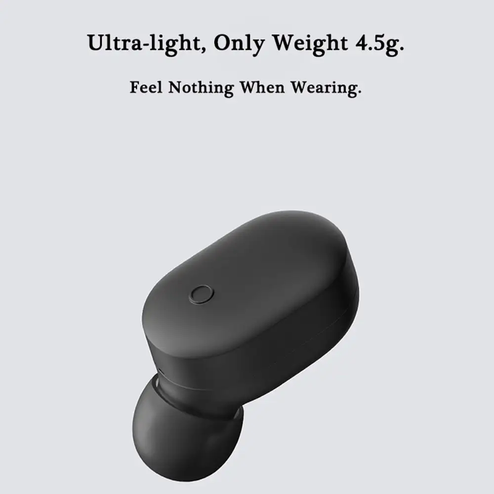 Original Xiaomi LYEJ05LM Mini In-ear Single Bluetooth Earphone Wireless Ultralight IPX4 Waterproof Earbud with Magnetic Charging- Black