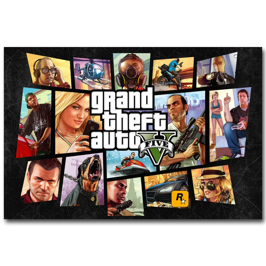 

Grand Theft Auto V Art Silk Fabric Poster Print 13x20 24x36 inch Hot Game GTA 5 Picture for Living Room Wall Decor 026