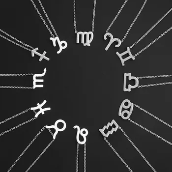 

12pcs 12 Zodiac Sign Gold Card Fashion Jewelry 12 Constellation Pendant Necklace For Women Birthday Gifts