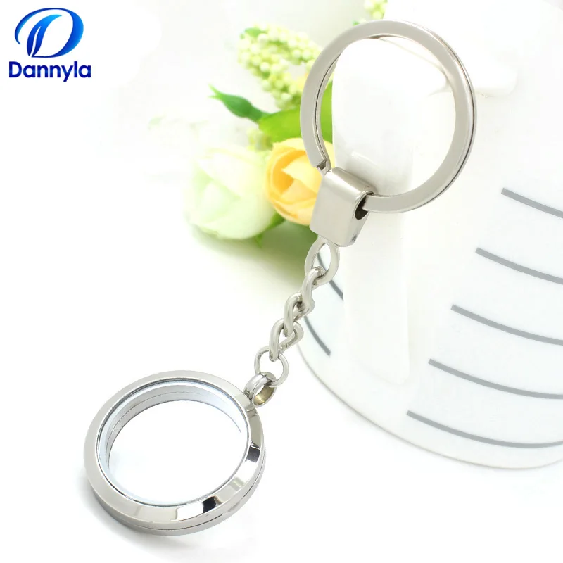 

30mm Stainless Steel Round Floating Locket Keychain Magnetic Glass Locket Keyring Jewelry, Accept Customization LSFK23-24