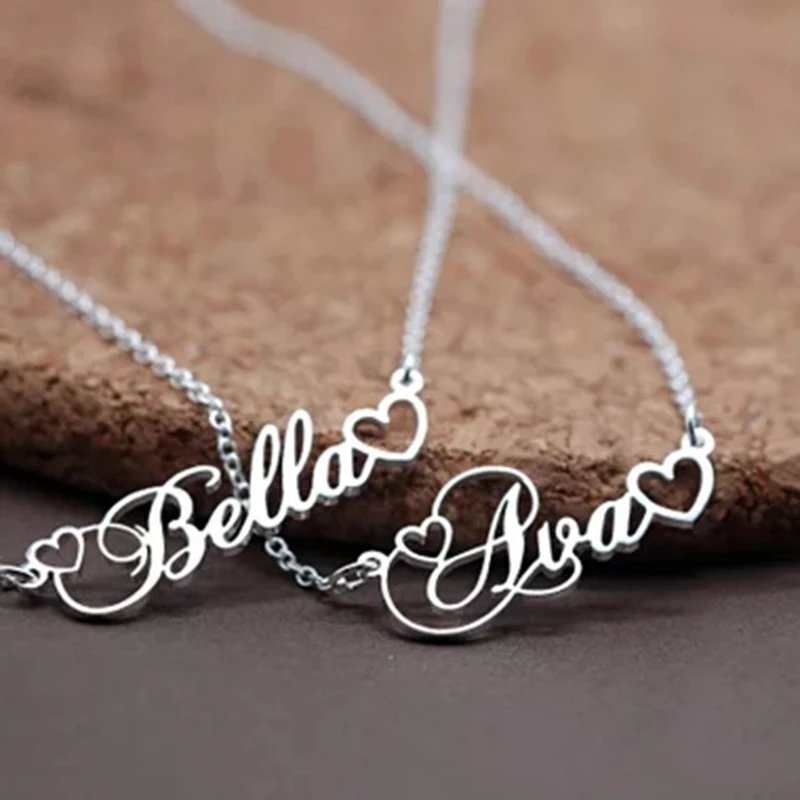 

Stainless Steel Dainty Name Jewelry Custom Letters Statement Women Nameplate Pendant Necklace Best Wedding Gift for Lovers