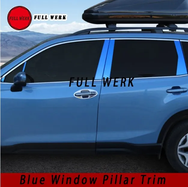 10 шт./компл. 304 нержавеющая сталь автомобильная внешняя оконная стойка накладка наклейка пластина для Subaru Forester 19 блестки Авто стиль Ac - Название цвета: Blue