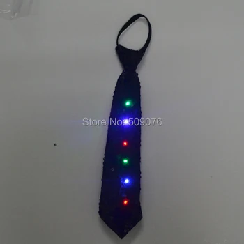 

100pcs/lot novelty tie led tie Fashion Men's Colourful Tie Sequins design Necktie Tie for event party supplies