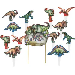 Винтажный динозавр торт Топпер Декор для вечеринки в честь Дня Рождения Мальчик Дети джунгли вечерние Т-Рекс Велоцираптор Птерозавр яйцо