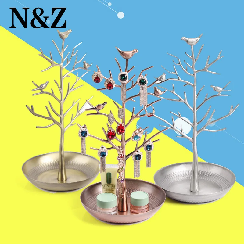Free Shipping Supernova Sale Ancient Silver Metal Bird Tree shape Necklace Pendant Holder Jewelry Display Stand For Home | Украшения и