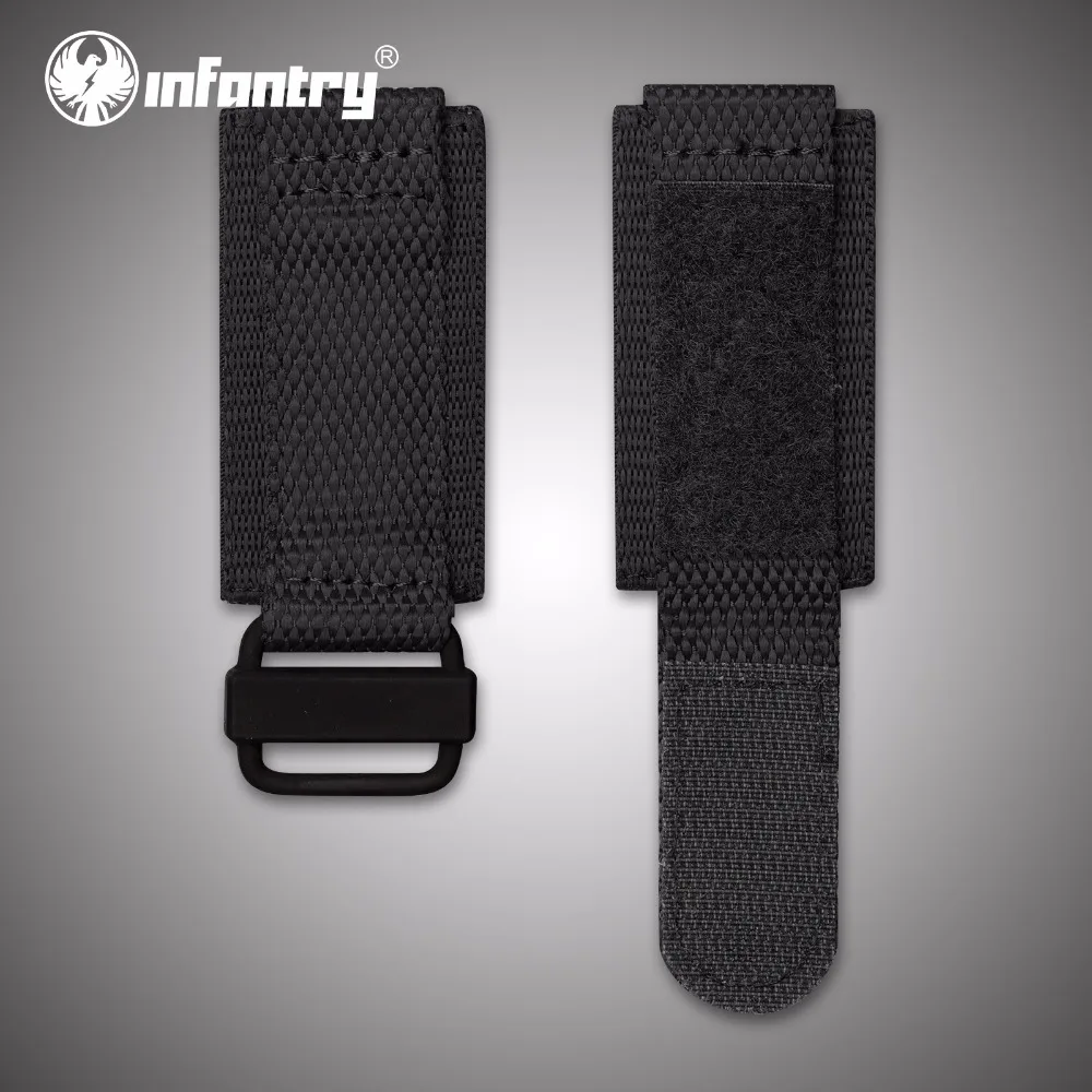 

INFANTRY 24mm Nylon Watch Band Heavy Duty Watch Strap Belt Black Hook and Loop Fastener Military Watchband Watch Accessories