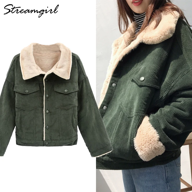 Finest Corduroy Jacket Women Fall Jackets For Women 2018 Coats And Jackets Women Winter Rabbit Fur Corduro