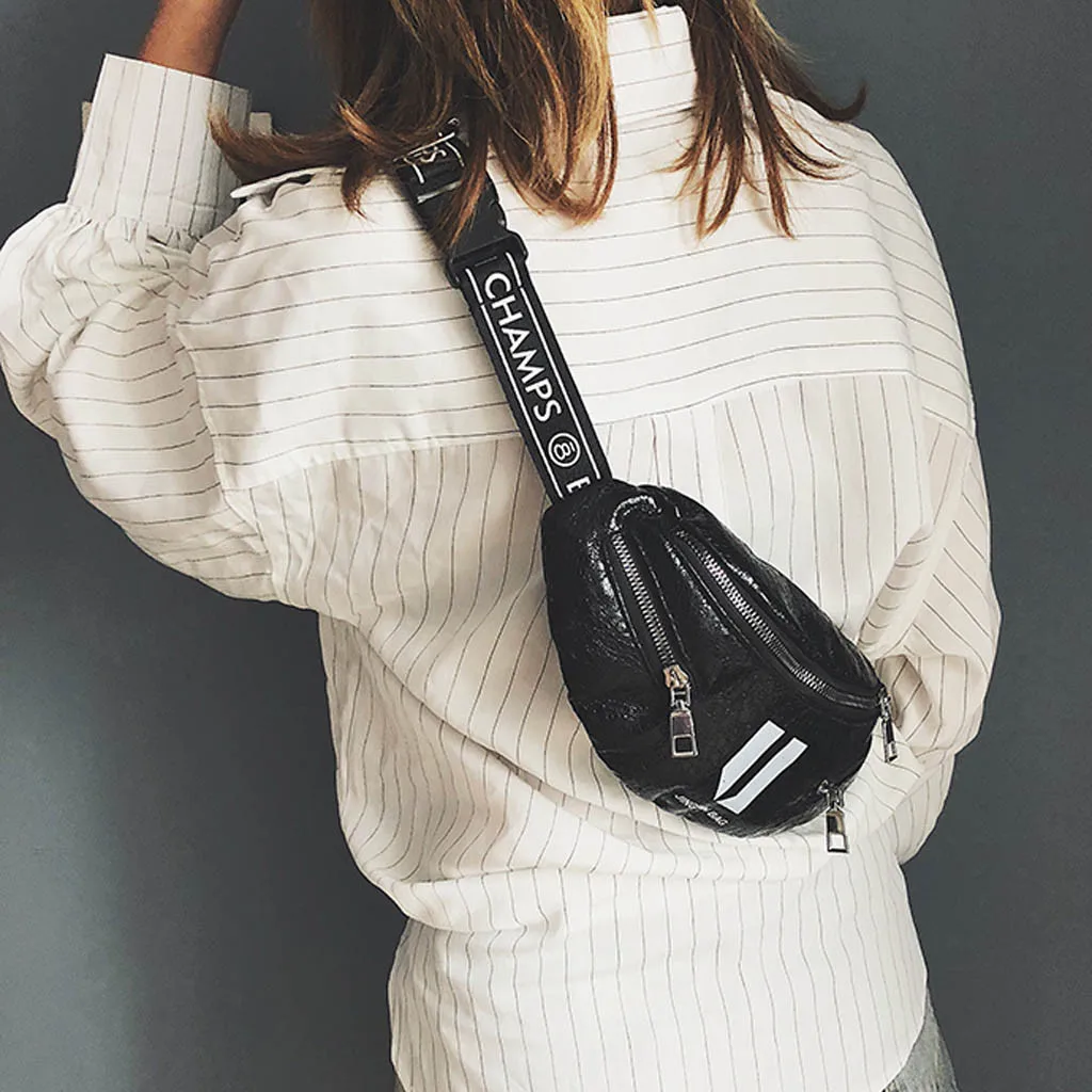 

MUQGEW Women's Waist Banana Bags Fashion Women Sequins Crossbody Bag Messenger Chest Bag Ladies Portable Shoulder Bag 716