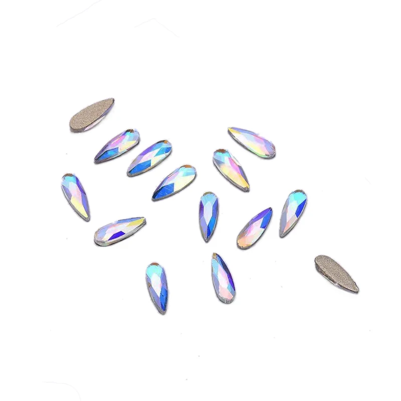 30 шт. в форме капель дождя 2*6 мм кристалл AB с плоской задней частью Необычные дизайн ногтей хрустальные стразы для свадьбы индивидуальный дизайн бусины