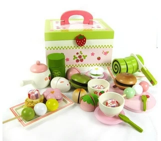 Baby Toys Afternoon Tea Cake Wooden Play Food Set Toy Child/Kids Pretend Play Educational Toys Wooden Toys Xmas/Birthday gift